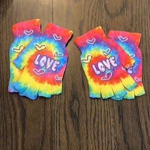 Fingerless Tie Dye Love Gloves